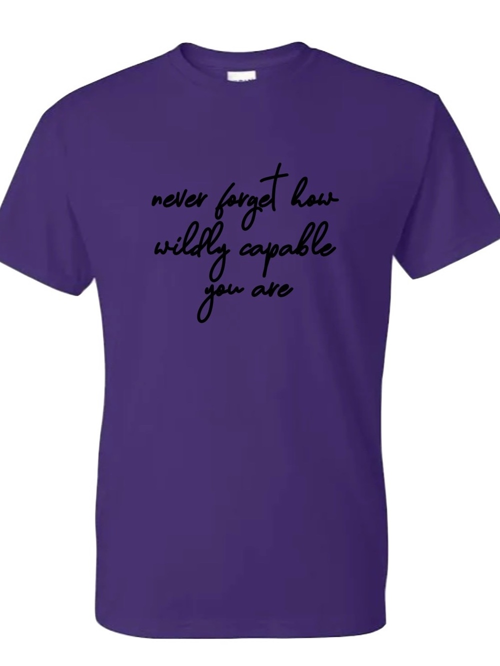 Gildan Purple Short-Sleeve Tee with Black Motivational Script